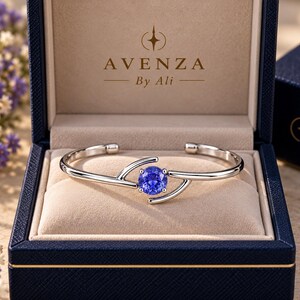 Tanzanite Bracelet • Tanzanite Gemstone Cuff • Blue Violet Statement Bracelet • Open Cuff Bracelet • Minimalist Jewelry • Elegant Gift