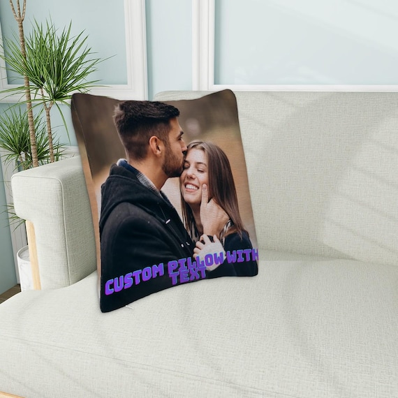 Custom Photo Pillow Cover, Personalized Throw Pillow Case with Text (16x16-22x22 inches)