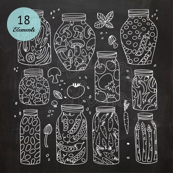 Chalk Vegetables In Jarschalkboard Veggiesfood Etsy