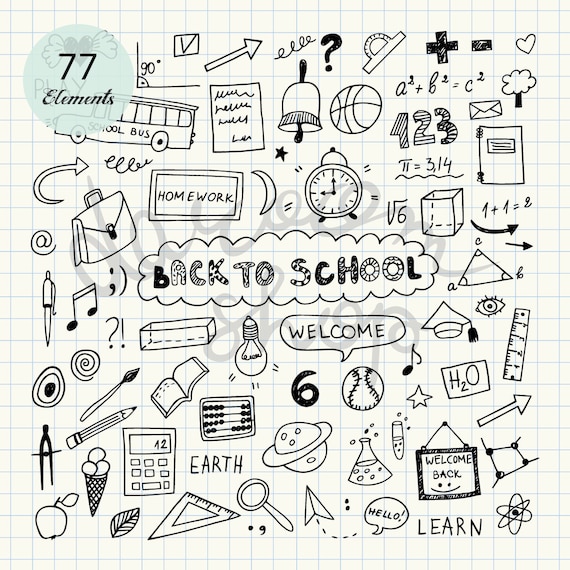 Hand Drawn School Clip Art Education Back To School Kids Etsy Hand Drawn School Clip Art Education Back To School Kids Etsy