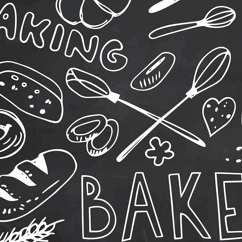 EPS PNG Chalk Bakery Clipart Hand Drawn Chalkboard | Etsy