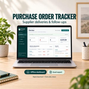 Spårning av inköpsorder och leverantörsleveranser | Offline-instrumentpanel med Excel-export | Inköpsarbetsyta