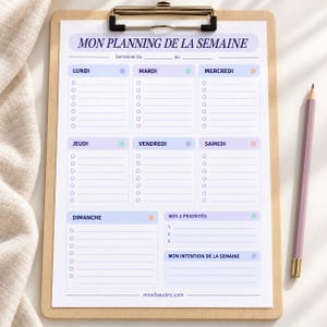 Printable Weekly Planner | Weekly Priorities and Intentions | A4 French Planner | Digital PDF