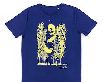 T-shirt lontra, lontra e alghe, t-shirt uomo animale, t-shirt amante degli animali, regali per gli uomini, abbigliamento maschile organico, uomo ecologico, 100% biologico