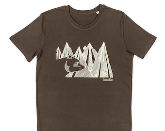 Mountain bear Mens T-shirt, 100% organic cotton, gifts for men, eco-friendly gift for men, animal lover gift, screen printed, adventure tee