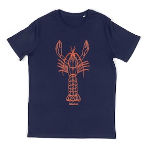Lobster T-shirt, animal lover t-shirt, mens graphic tee, nautical t-shirt, 100% organic, orange lobster, gifts for men, outdoor apparel