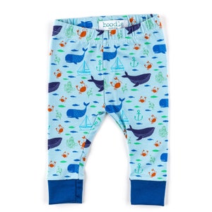 Leggings per bambini balena, vestiti per bambini, regalo baby shower, nuovo regalo per bambini, 100% organico, vestiti per bambini neutri di genere, leggings per bambini nautici, balena