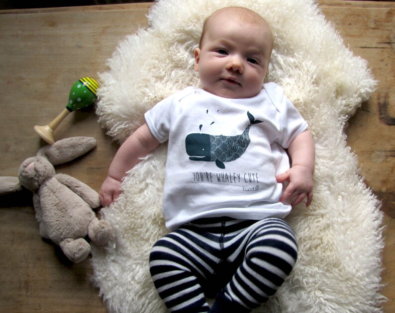 Whale baby tshirt you're whaley cute white Etsy