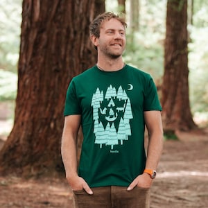 Fox T-shirt, Foxes in the forest, camping T-shirt, Mens adventure t-shirt, organic menswear, gifts for men, eco-friendly mens, gift for dad image 5