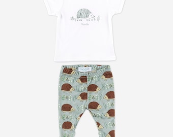 Conjunto de polainas y camiseta de bebé erizo, conjunto de regalo de bebé erizo, regalo de bebé nuevo, regalo para 1 año, regalo de bautizo, ropa de bebé animal