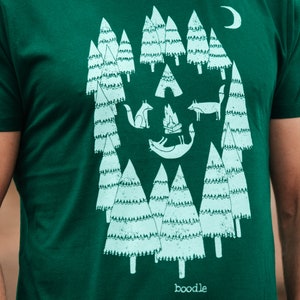 Fox T-shirt, Foxes in the forest, camping T-shirt, Mens adventure t-shirt, organic menswear, gifts for men, eco-friendly mens, gift for dad image 4