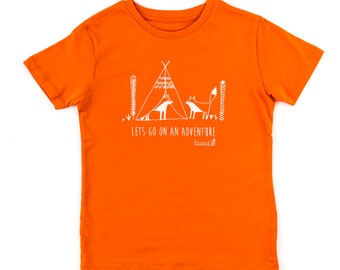 Adventure kids T-shirt  "Lets go on an adventure" kids organic tee, gift for kids, organic kids t-shirt, orange kids tee, unisex kids top