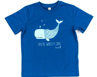 You're whaley cool kids t-shirt, kids eco t-shirt, gifts for kids, nautical kids, organic kids, summer kids t-shirt, 100% organic, eco-kids