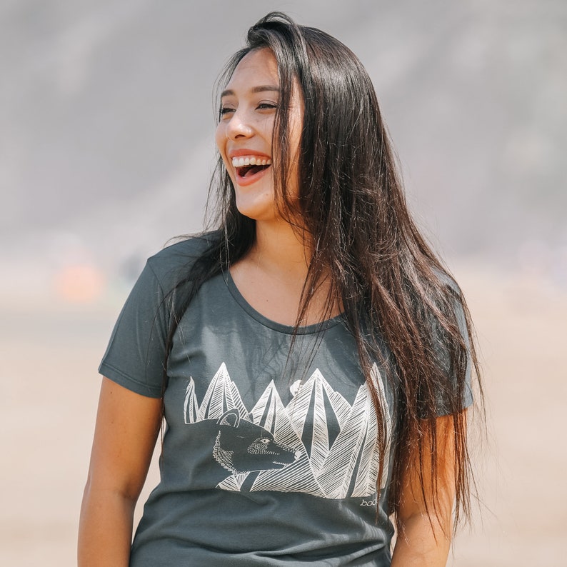 Mountain bear Tshirt grey organic cotton ladies Tshirt Etsy