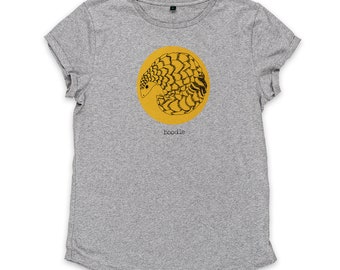 Pangolin T-shirt, eco-friendly womens t-shirt, gifts for women, gift for animal lover, endangered species, 100% organic cotton t-shirt