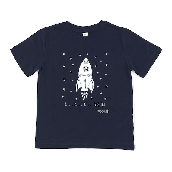 Space Kids T-shirt Navy Organic Cotton Kids T-shirt Screen | Etsy
