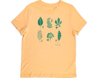 Leafy Tee T-shirt, eco-friendly womens t-shirt, gifts for women, gift for nature lover, Leaf varieties, 100% organic cotton t-shirt