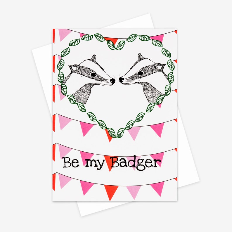 Badger card Be my badger animal card, valentines card, galentines card, badger lover card, animal lover card, love card, anniversary card image 2
