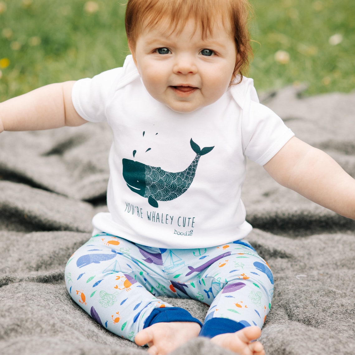 Whale Baby Tshirt you're Whaley Cute White Organic Baby Tshirt, New
