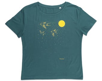 Migrate swallow T-shirt, eco-friendly womens t-shirt, gifts for women, gift for nature lover, Swallow womens, 100% organic cotton t-shirt