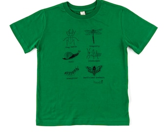 Bugs kids T-shirt, creepy crawlies, organic cotton, gift for kids, kids birthday gift, bug lovers gift, animal loving kid, eco-friendly