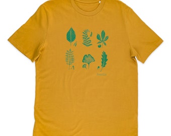 Leafy Tee Mens T-shirt, 100% organic cotton, gifts for men, eco-friendly gift for men, nature lover gift, screen printed, Tree lover tee