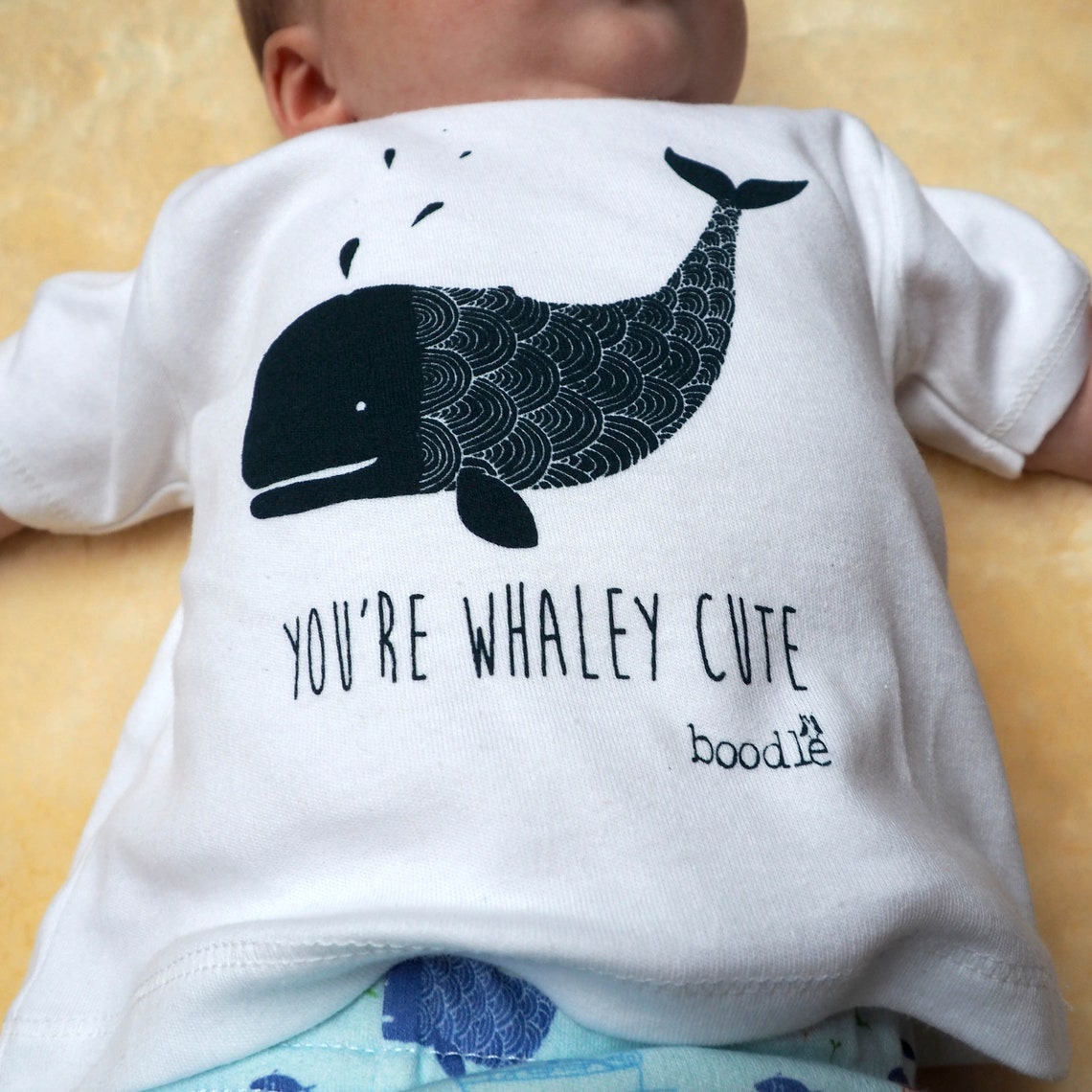 Whale Baby Tshirt you're Whaley Cute White Organic Baby Tshirt, New