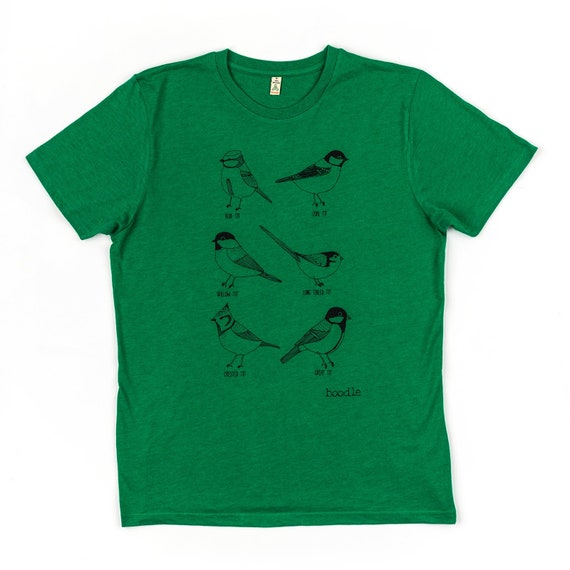 Garden Birds T-shirt Green Recycled Cotton Mens T-shirt | Etsy