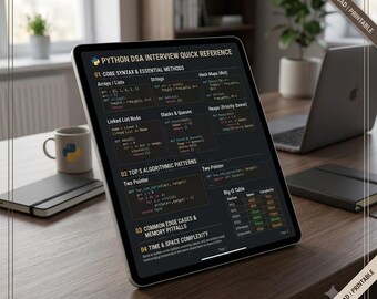 Aide-mémoire Python pour les entretiens techniques | Guide d'étude LeetCode sur les structures de données et les algorithmes | Référence PDF pour étudiants développeurs en informatique