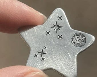 Metal Design Stamp, Moon Sun Star Sky Crystal Ball Celestial Design, Jewelry Making Tool, Pattern 146