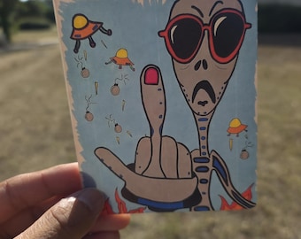 ¡Pegatina de alienígena loco!