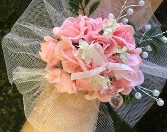 pacifier baby shower corsage your color tulle and rose wrist corsage