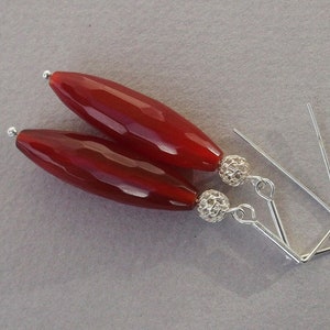 A long afternoon. Silver earrings with carnelian. image 2