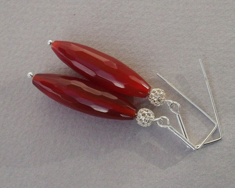 A long afternoon. Silver earrings with carnelian. image 2