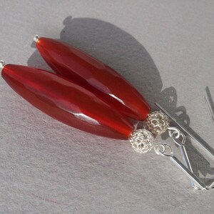 A long afternoon. Silver earrings with carnelian. image 1