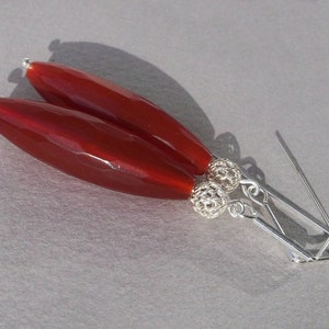 A long afternoon. Silver earrings with carnelian. image 3