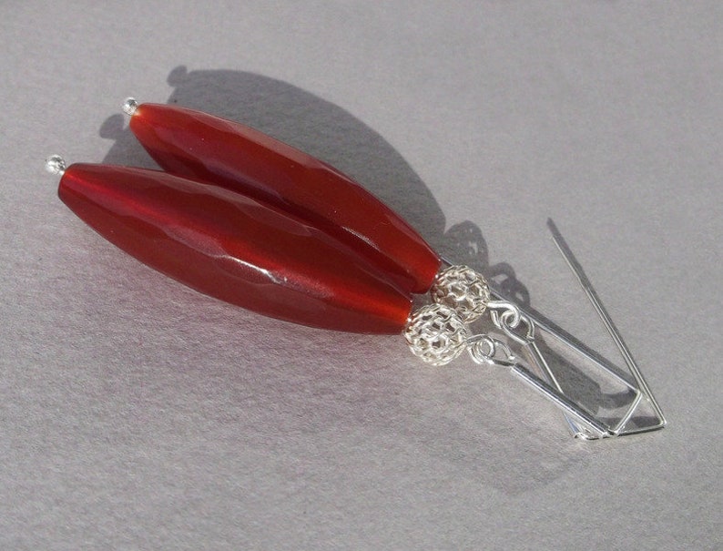 A long afternoon. Silver earrings with carnelian. image 3