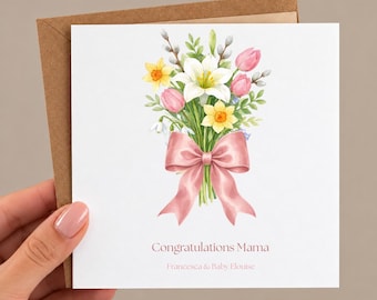 Biglietto personalizzato per neonata/neo mamma/biglietto di auguri per la nascita/biglietto di nascita per bambina/ricordo per la neo mamma/personalizzato