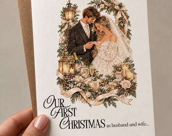 Biglietto di auguri per il primo Natale da marito e moglie, Biglietto di auguri di Natale per novelli sposi, Biglietto di auguri di Natale per matrimonio, Biglietto di auguri di Natale per la coppia