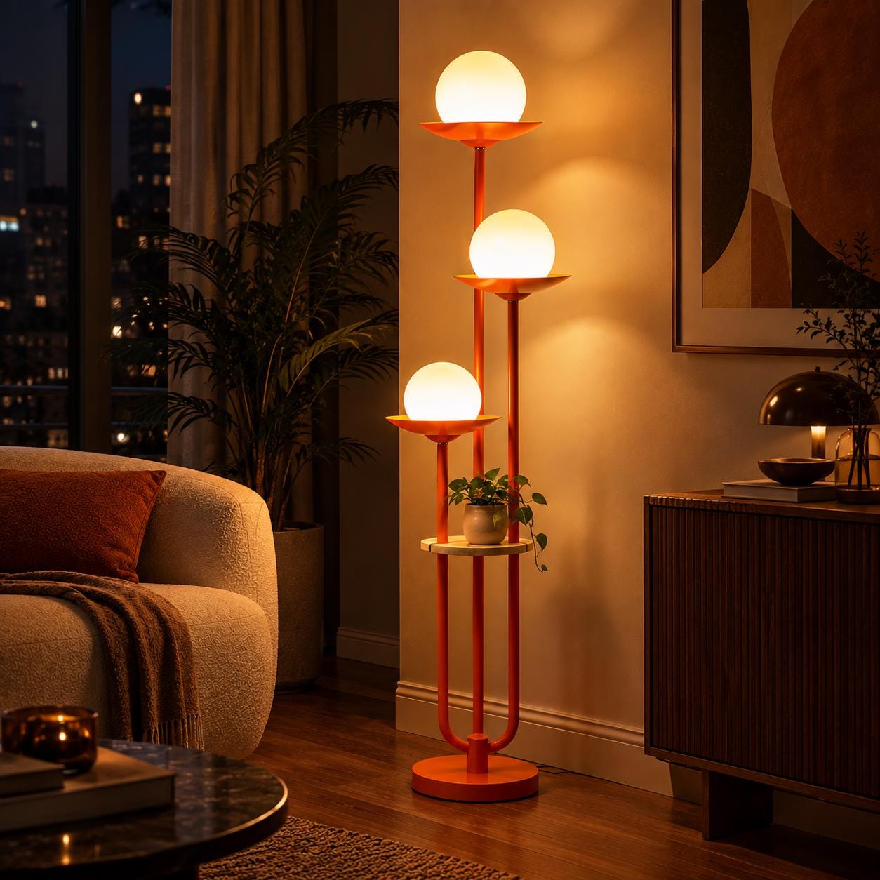 Mid Century Lamp Orange - Etsy