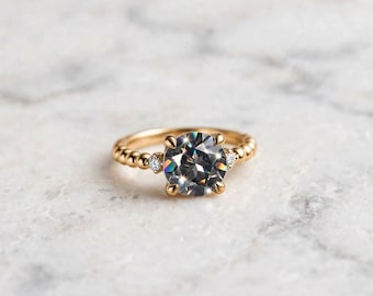 Bagues en moissanite grise, argent sterling 925, bijoux faits main, bagues en diamants blancs, bagues de fiançailles, bagues de luxe, pierre de naissance