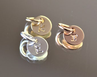 Tiny initial charm 1/4" (6.4mm) - sterling silver, gold filled, rose gold filled - add on charm for tiny initial necklace