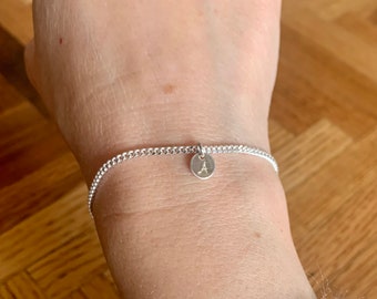 Tiny initial bracelet - personalized initial bracelet - minimalist sterling silver chain bracelet with initial
