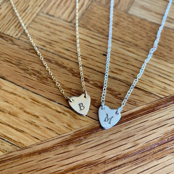 Small heart initial necklace deals