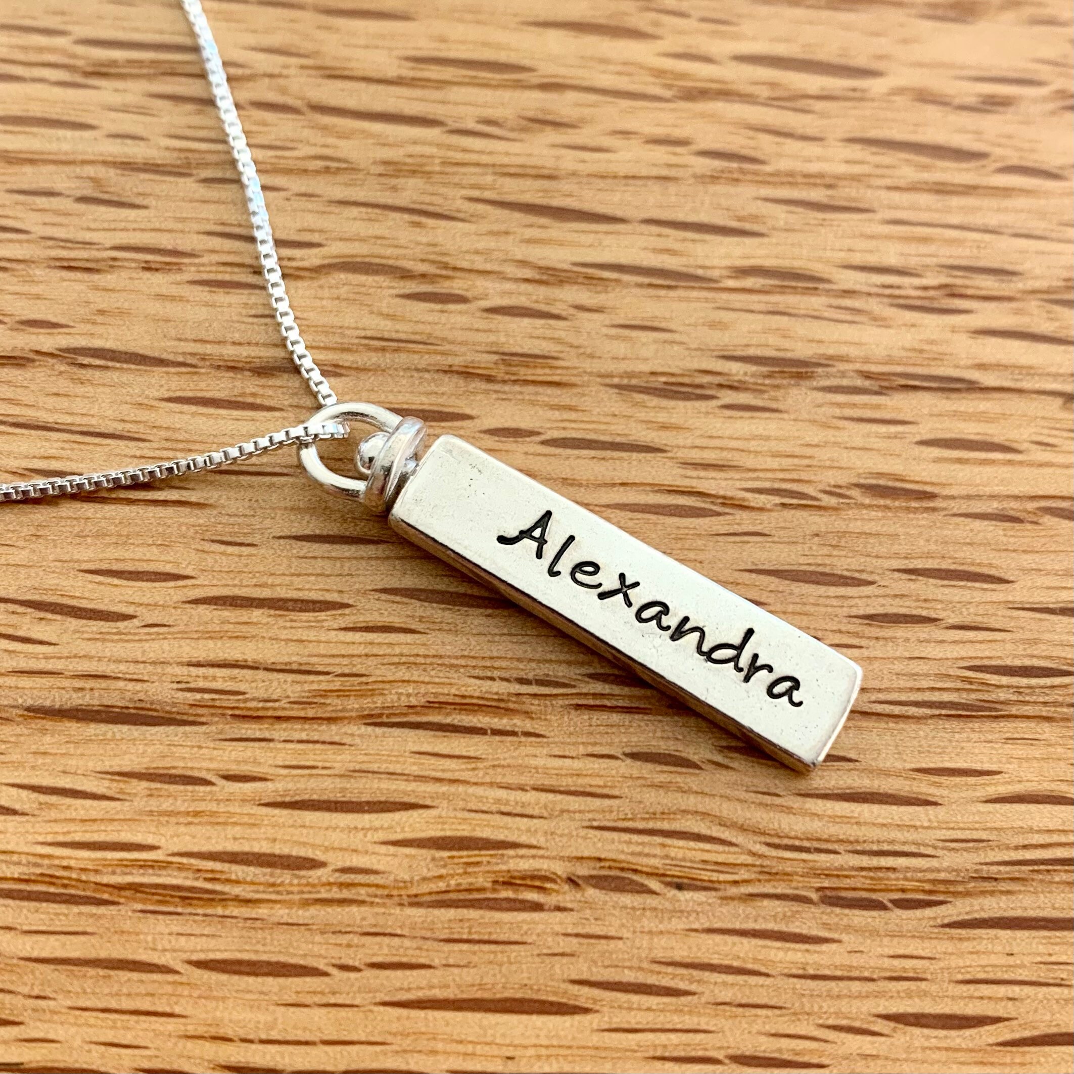 bar necklace engraved both sides