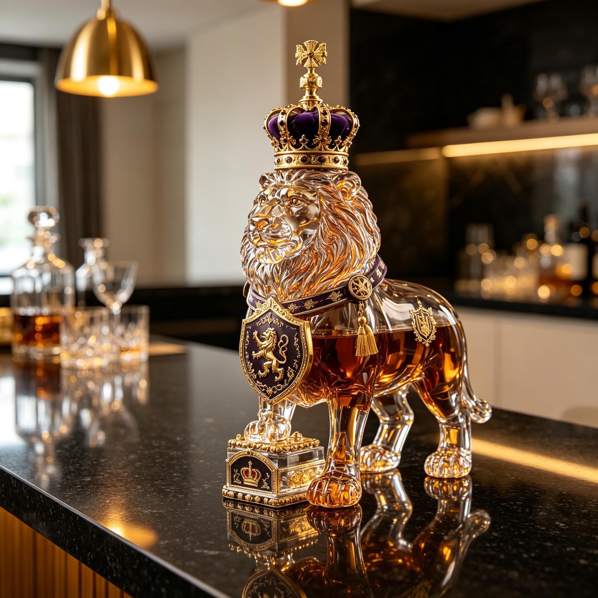 アンティーク調 レザー装飾ボトル ライオンモチーフ Lion liquor bottle - Etsy 日本