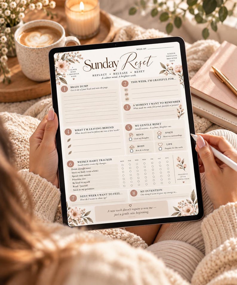 Sunday Reset Wellness Journal | Weekly Self Care Planner for Women ...