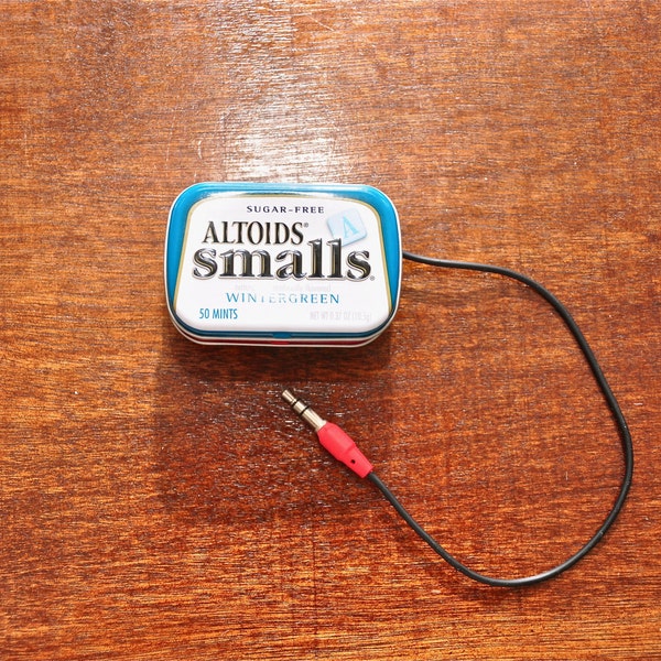 Mini blue Altoids Tin with 2 tiny Speaker it's Crazy Loud