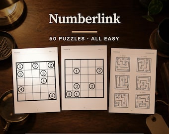 Numberlink Puzzle Book, 50 Easy Logic Puzzles (PDF A4 & US Letter)