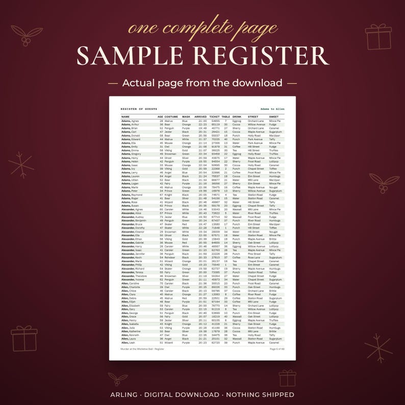 Sample register. Actual page from the download.